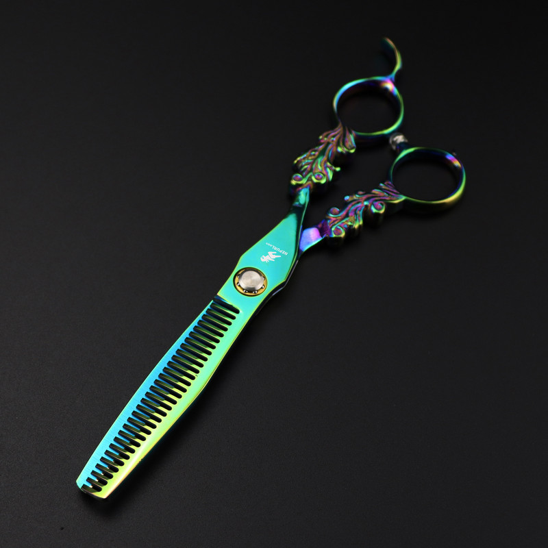 6,0" Jaapan 440c Professionaalsed juuksuri käärid Lõika Juuksur Roheline Lill Juukselõikus Harvendav Juuksuri Tööriist Käärid