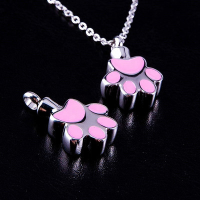 Μενταγιόν Αναμνηστικό κολιέ για στάχτες κατοικίδιων Προσωποποιημένο ανοξείδωτο ατσάλι με στάμπα πόδι αναμνηστικό αξεσουάρ