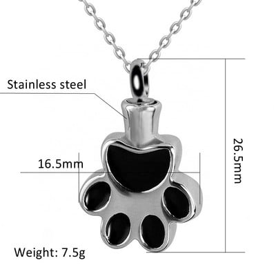 Μενταγιόν Αναμνηστικό κολιέ για στάχτες κατοικίδιων Προσωποποιημένο ανοξείδωτο ατσάλι με στάμπα πόδι αναμνηστικό αξεσουάρ