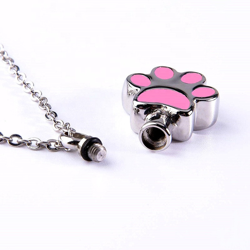 Μενταγιόν Αναμνηστικό κολιέ για στάχτες κατοικίδιων Προσωποποιημένο ανοξείδωτο ατσάλι με στάμπα πόδι αναμνηστικό αξεσουάρ