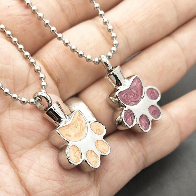 Μενταγιόν Αναμνηστικό κολιέ για στάχτες κατοικίδιων Προσωποποιημένο ανοξείδωτο ατσάλι με στάμπα πόδι αναμνηστικό αξεσουάρ