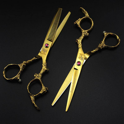 Επαγγελματικό ψαλίδι μαλλιών 6 ιντσών Gold Dragon Handle Thinning Barber Cotting Hair Ψαλίδι Εργαλείο κουρέματος κομμωτήριο