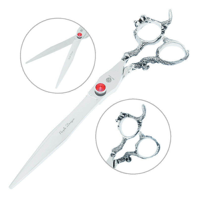 Purple Dragon 8 inch Foarfece pentru tăierea animalelor de companie 9CR Japan Steel Foarfece profesionale pentru îngrijirea câinilor Unelte pentru tunsoare pentru animale B0065B