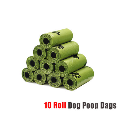 5 role/75 buc saci de caca pentru câini cu amprente de labe Saci de unică folosință pentru deșeuri de câini, în aer liber, consumabile pentru animale de companie, distribuitor de pungi de caca pentru câini