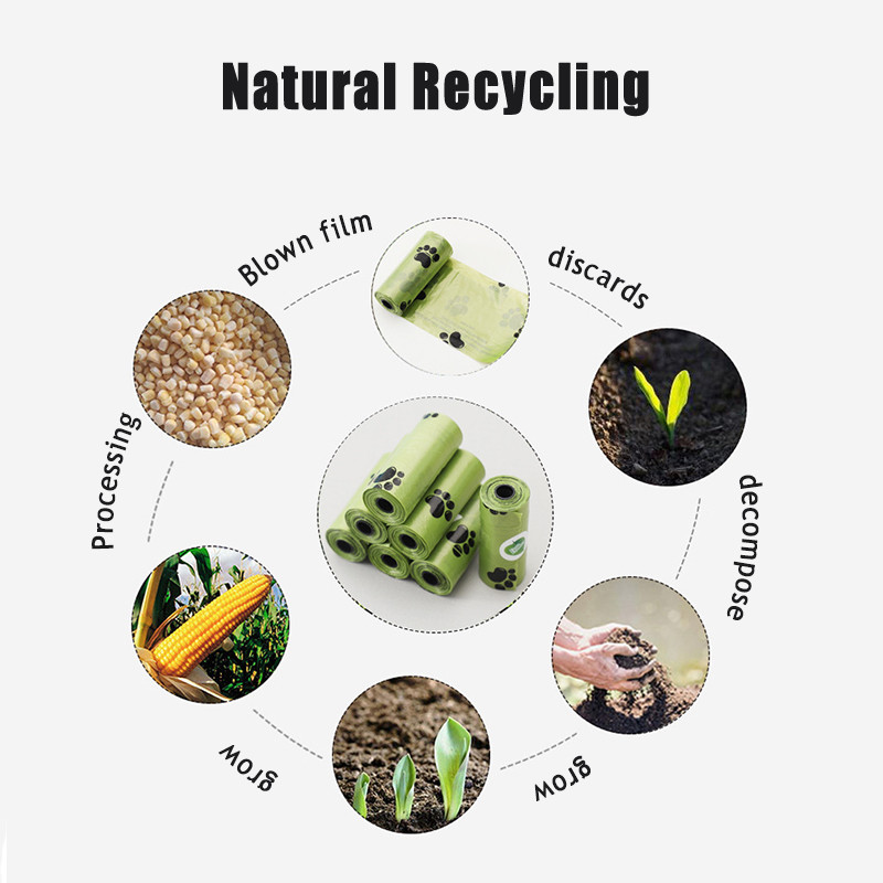 5 role/75 buc saci de caca pentru câini cu amprente de labe Saci de unică folosință pentru deșeuri de câini, în aer liber, consumabile pentru animale de companie, distribuitor de pungi de caca pentru câini