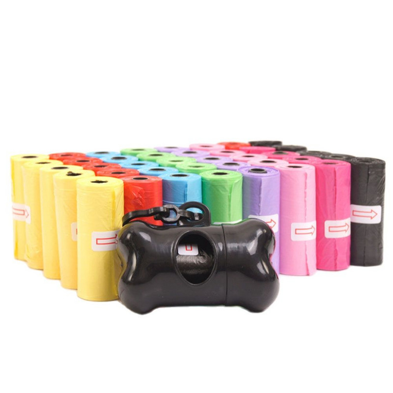 5-15 rullis lemmikloomakaka kotid Ühekordseks kasutamiseks mõeldud koerajäätmete koguja prügi kutsikas käpajälgedega kakaekott Väikesed rullid õues puhas