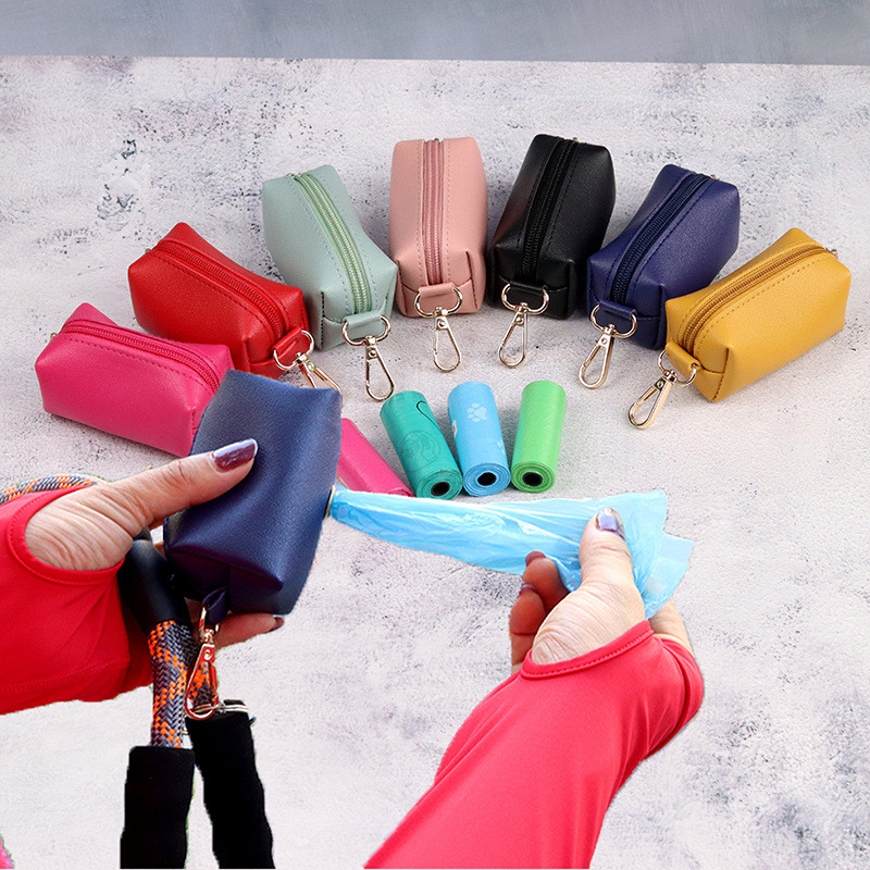 Dozator de saci pentru deșeuri pentru animale de companie Suport pentru sac pentru caca de câine cu fermoar Suport portabil pentru sac pentru caca pentru câine cu cârlig pentru lesă pentru mers, alergare