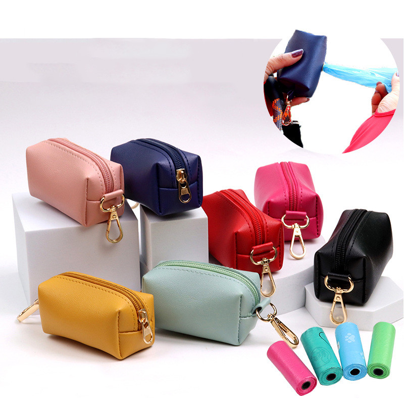 Dozator de saci pentru deșeuri pentru animale de companie Suport pentru sac pentru caca de câine cu fermoar Suport portabil pentru sac pentru caca pentru câine cu cârlig pentru lesă pentru mers, alergare