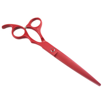 7-инчов червен кръгъл връх Тъп фризьор Права японска стоманена ножица за режеща глава Фризьорска ножица