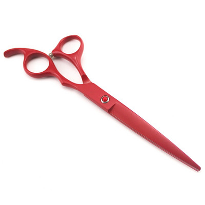 7 inch, roșu, vârf rotund, barbier, drept, japonez, din oțel, cu cap de tăiere, foarfece pentru stilist de păr