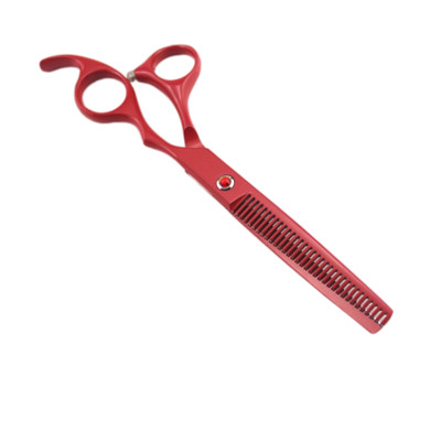 7 inch, roșu, vârf rotund, barbier, drept, japonez, din oțel, cu cap de tăiere, foarfece pentru stilist de păr