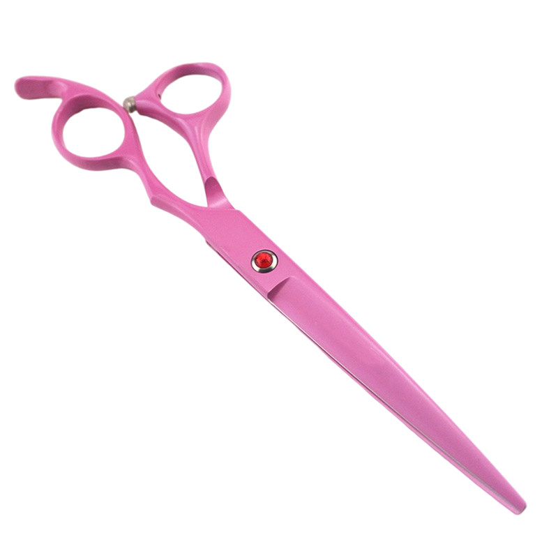 7 inch, roșu, vârf rotund, barbier, drept, japonez, din oțel, cu cap de tăiere, foarfece pentru stilist de păr