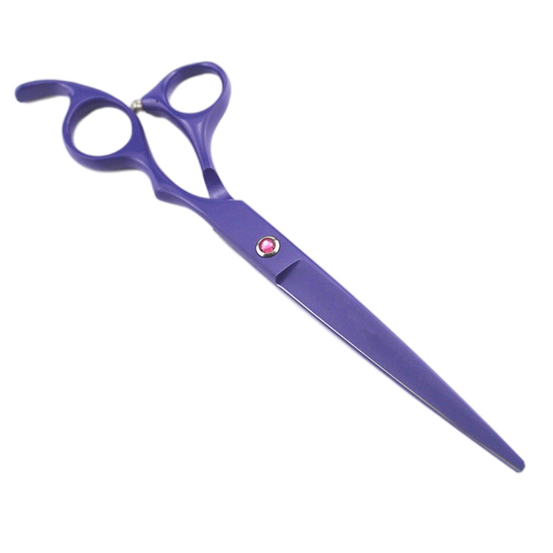 7 inch, roșu, vârf rotund, barbier, drept, japonez, din oțel, cu cap de tăiere, foarfece pentru stilist de păr