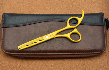 5,5 инча Марка Jason Фабрична цена Фризьорски ножици JP 440C Жълти Бръснарски ножици Ножици за подстригване Ножици за коса