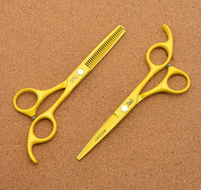 5,5 инча Марка Jason Фабрична цена Фризьорски ножици JP 440C Жълти Бръснарски ножици Ножици за подстригване Ножици за коса