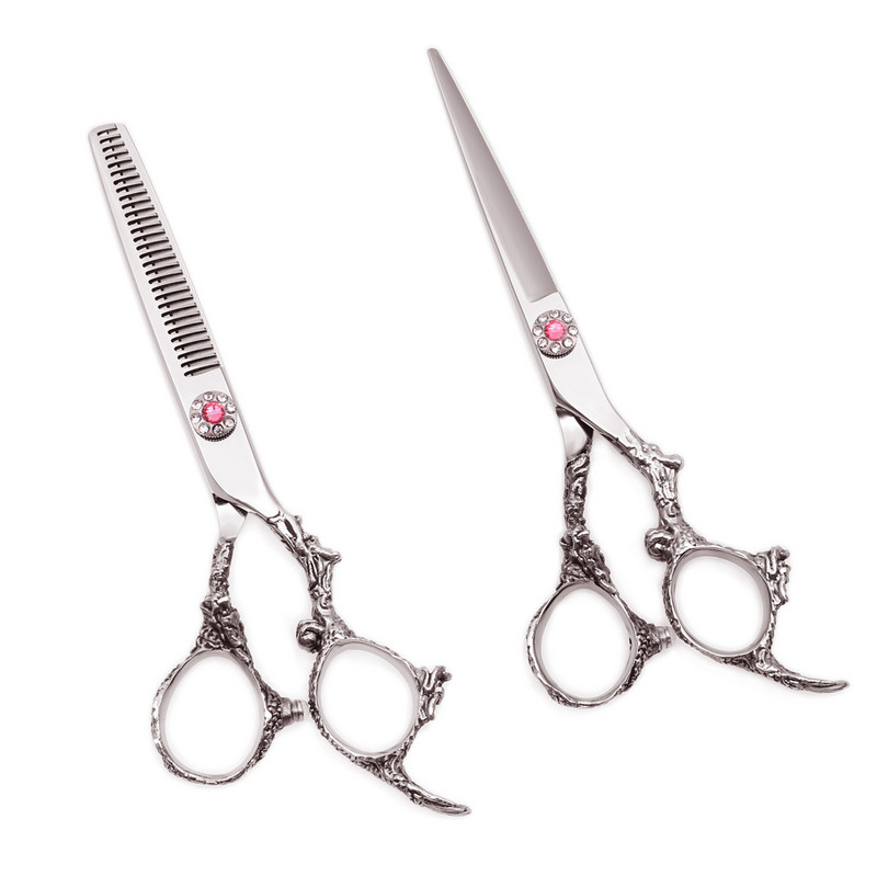 Foarfece pentru tuns păr Purple Dragon 5,5" japonez 440C 9005# Foarfece pentru tăiere profesională Foarfece pentru subțierea frizerului Dragon