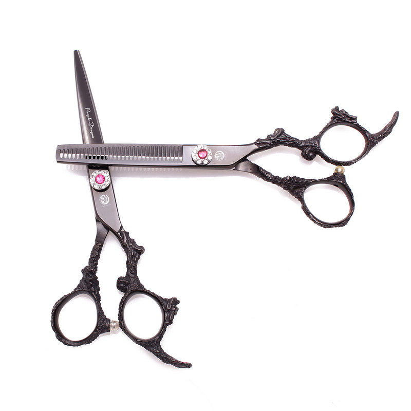 Foarfece pentru tuns păr Purple Dragon 5,5" japonez 440C 9005# Foarfece pentru tăiere profesională Foarfece pentru subțierea frizerului Dragon