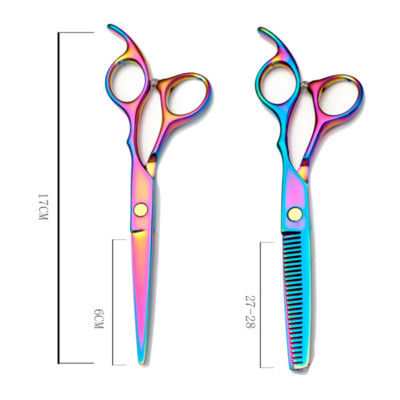 Professional Japan 440c Steel 6 ιντσών Rainbow Cut ψαλίδια μαλλιών Ψαλίδια κοπής Thinning Barber Scissor Ψαλίδι κομμωτηρίου