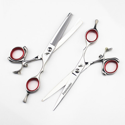6-инчови комплект професионални фризьорски ножици за подстригване или изтъняване Бръснарски ножици Висококачествени индивидуални черно-бели стилове