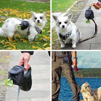 Държач за торбичка за кучешки изпражнения Дозатор за торбички за отпадъци с цип за каишка за кучета Домашни любимци Пътна торбичка с цип за кучета Преносима чанта за кучета