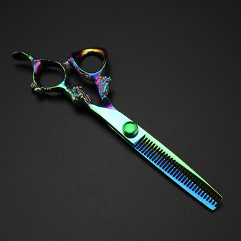 професионална японска стомана 440c 6 инча ножици за подстригване зелен дракон ножици за подстригване изтъняване бръснарски ножици фризьорски ножици