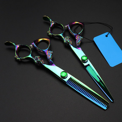 professzionális Japan 440c acél 6 hüvelykes zöld sárkány hajvágó olló fodrász vékonyító fodrász olló Fodrász olló