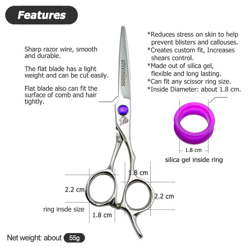 6 colių profesionalios aukštos kokybės plaukų kirpimo žirklės Plaukų retinimo kirpėjo žirklės aštrios kirpyklos žirklės moterims vyrams, vaikams