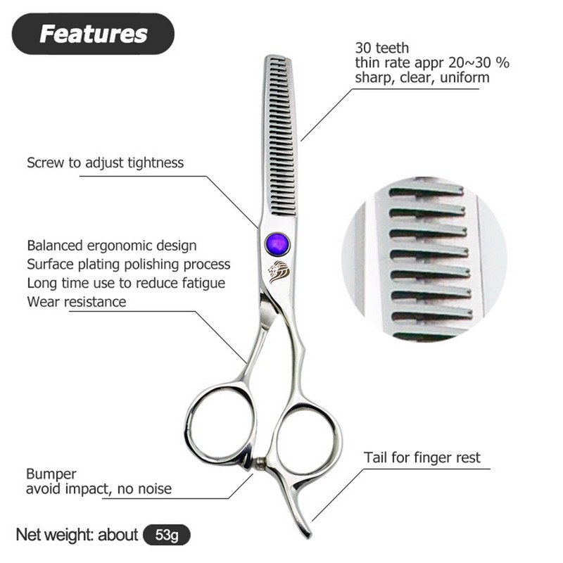6 colių profesionalios aukštos kokybės plaukų kirpimo žirklės Plaukų retinimo kirpėjo žirklės aštrios kirpyklos žirklės moterims vyrams, vaikams
