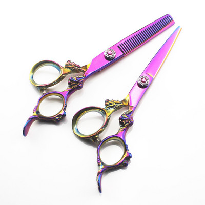 професионална Япония 440c 6`` дъга дракон ножици за подстригване изтъняване фризьорски ножици за подстригване фризьорски ножици