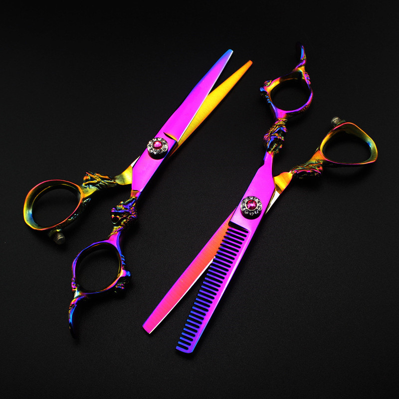 profesionalne Japan 440c 6'' rainbow dragon cut škare za kosu šišanje stanjivanje brijač škare za šišanje Frizerske škare