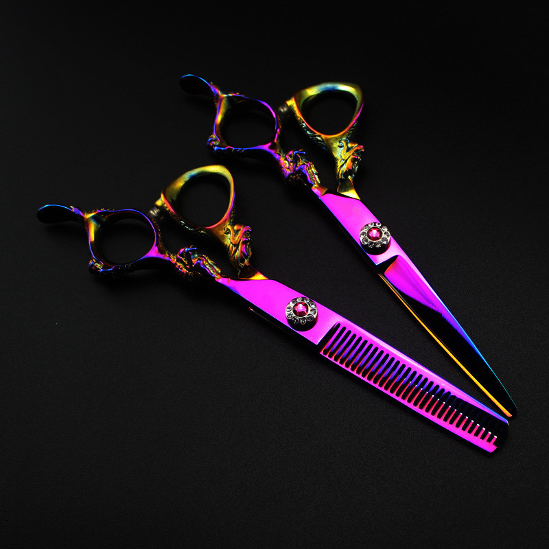 profesionalne Japan 440c 6'' rainbow dragon cut škare za kosu šišanje stanjivanje brijač škare za šišanje Frizerske škare