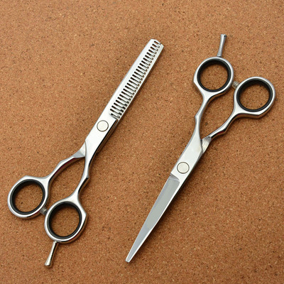 5,5 инча 16 см Япония 440C сребрист цвят Професионални ножици за човешка коса Фризьорски ножици Ножици за рязане Изтъняващи ножици