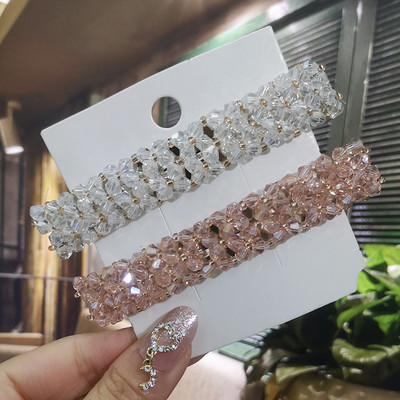 Agrafe de păr de primăvară de cristal de culoare dulce Ace Mărgele lucrate manual Barrete de păr pentru femei, fete, modă, accesorii de păr simple, accesorii pentru cap
