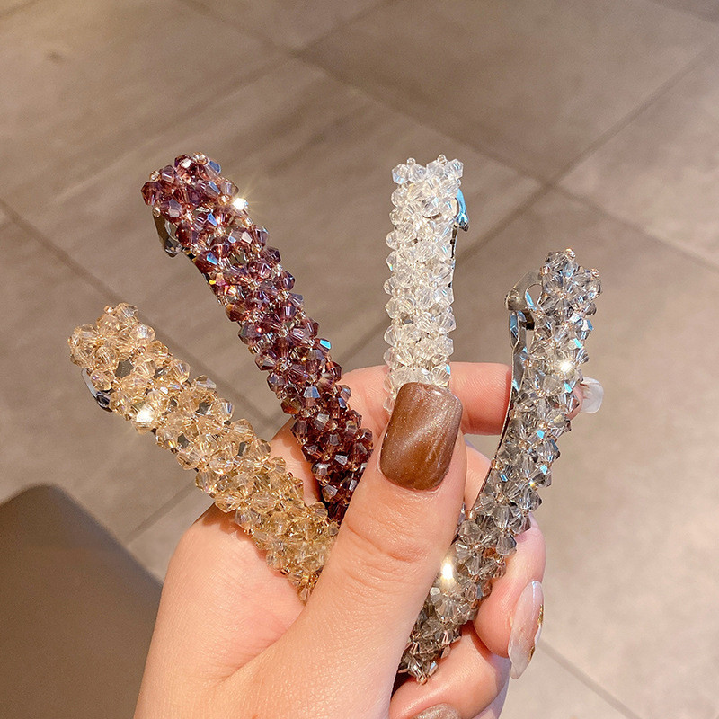 Agrafe de păr de primăvară de cristal de culoare dulce Ace Mărgele lucrate manual Barrete de păr pentru femei, fete, modă, accesorii de păr simple, accesorii pentru cap