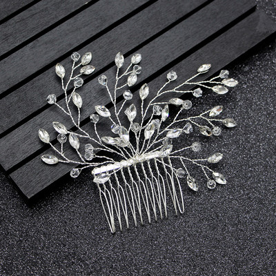 Pleteni cvijet kopča za kosu Pearl Crystal Vjenčani češljevi za kosu Dodaci za kosu za mladenke Cvjetna pokrivala za glavu Ženske mladenke Ukosnice