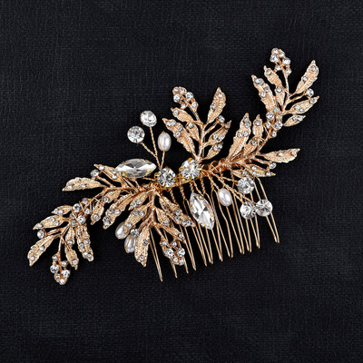 Pleteni cvijet kopča za kosu Pearl Crystal Vjenčani češljevi za kosu Dodaci za kosu za mladenke Cvjetna pokrivala za glavu Ženske mladenke Ukosnice