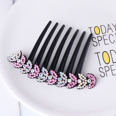 2022 Vintage Flower Crystal Juukseklambrid Mood Juuksekammid Plastikust läikivad juuksenõelad naistele Juukseaksessuaarid Kukuline peakate