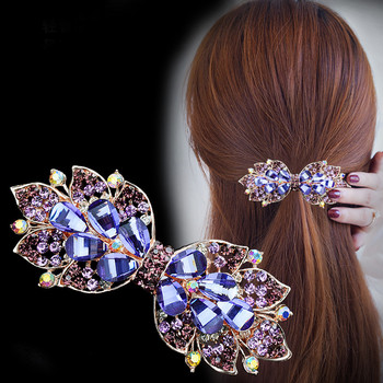 Нова корейска цветна кристална цветна панделка Пролетна фиби Ретро планински кристал Хоризонтална скоба Елегантни дамски модни аксесоари за коса