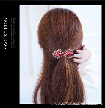 Нова корейска цветна кристална цветна панделка Пролетна фиби Ретро планински кристал Хоризонтална скоба Елегантни дамски модни аксесоари за коса