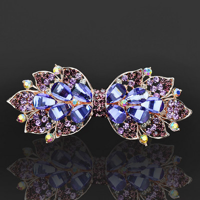 Uus Korea värviline kristall lilleline vibusõlme vedru juuksenõel Retro kivikivist horisontaalne klamber Elegantne naiste moekas juukseaksessuaar