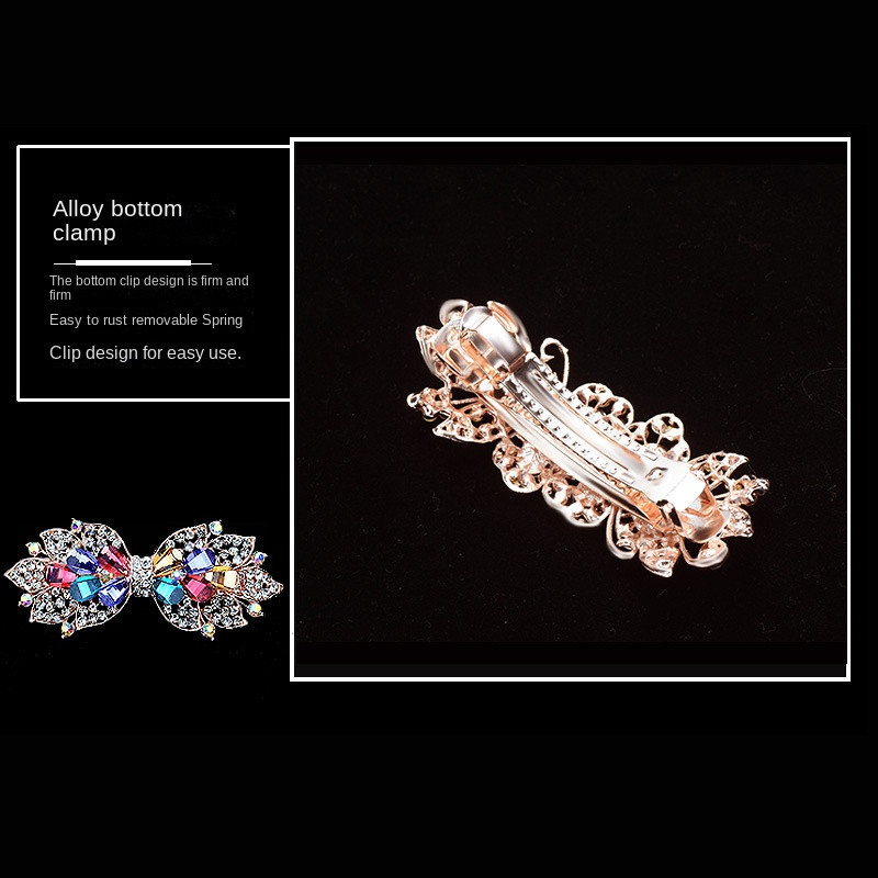 Uus Korea värviline kristall lilleline vibusõlme vedru juuksenõel Retro kivikivist horisontaalne klamber Elegantne naiste moekas juukseaksessuaar