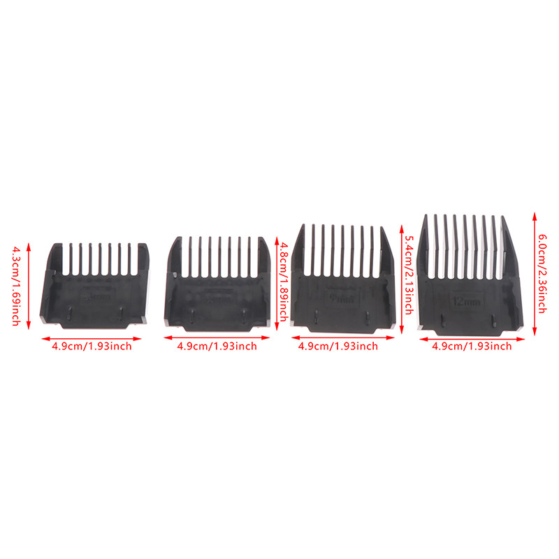 4 tk Universal Cut Clipper Limit kammijuhiku kinnituse suurus juuksuri asendus (3 mm, 6 mm, 9 mm, 12 mm)