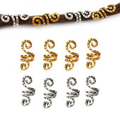 20 tk Vintage pronkskuldne hõbedane rastapats Retro helmed juuksepunutis õuduka klambrid Aafrika punutised mansetirõngad õõnsad tööriistad punutud