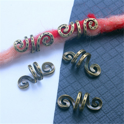 20 tk Vintage pronkskuldne hõbedane rastapats Retro helmed juuksepunutis õuduka klambrid Aafrika punutised mansetirõngad õõnsad tööriistad punutud