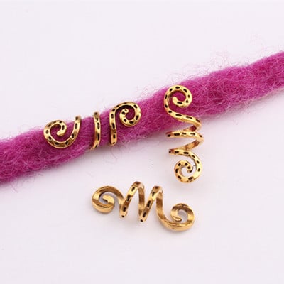 20 tk Vintage pronkskuldne hõbedane rastapats Retro helmed juuksepunutis õuduka klambrid Aafrika punutised mansetirõngad õõnsad tööriistad punutud