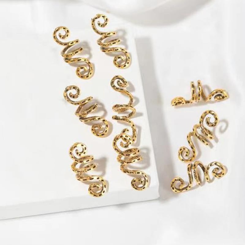 20 tk Vintage pronkskuldne hõbedane rastapats Retro helmed juuksepunutis õuduka klambrid Aafrika punutised mansetirõngad õõnsad tööriistad punutud