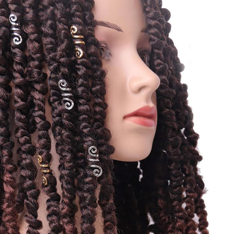 20 tk Vintage pronkskuldne hõbedane rastapats Retro helmed juuksepunutis õuduka klambrid Aafrika punutised mansetirõngad õõnsad tööriistad punutud