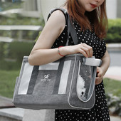 Geantă portabilă de transport pentru câini, geantă de transport, geantă de mână din plasă respirabilă, geantă de călătorie de umăr pentru câini de talie mică, cățeluș, pluș chihuahua