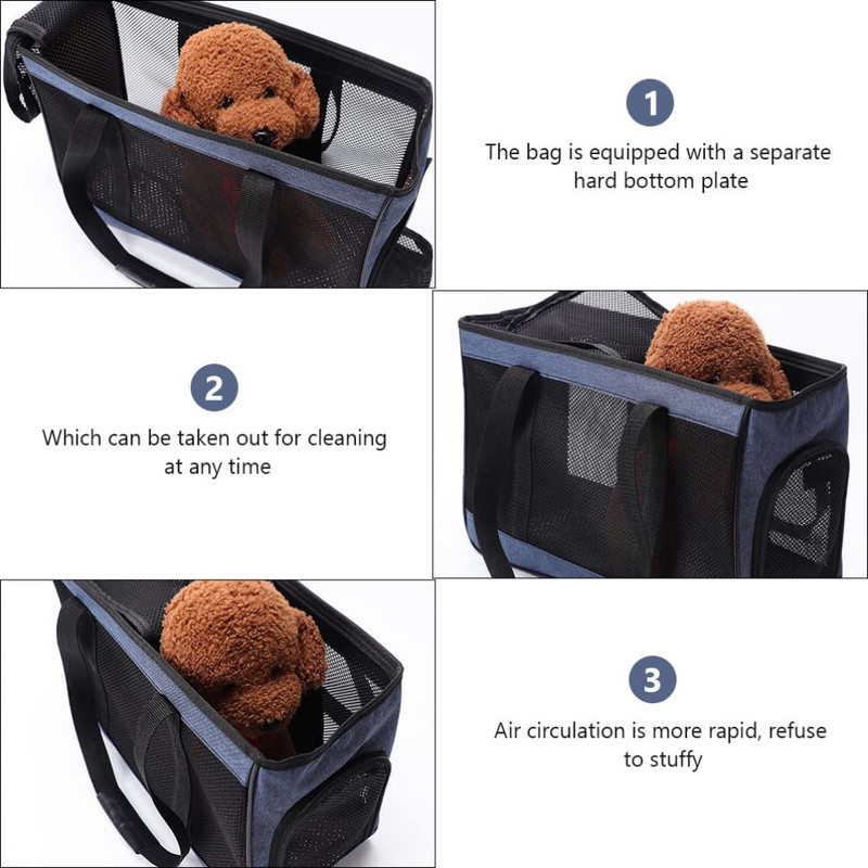 Καλοκαιρινό πλέγμα μεταφοράς κατοικίδιων ζώων με αναπνεύσιμο πλέγμα για σκύλους γάτες Tote Premium Oxford υφασμάτινη τσάντα ταξιδιού για κατοικίδια Φορητή τσάντα για κουτάβι από πλέγμα