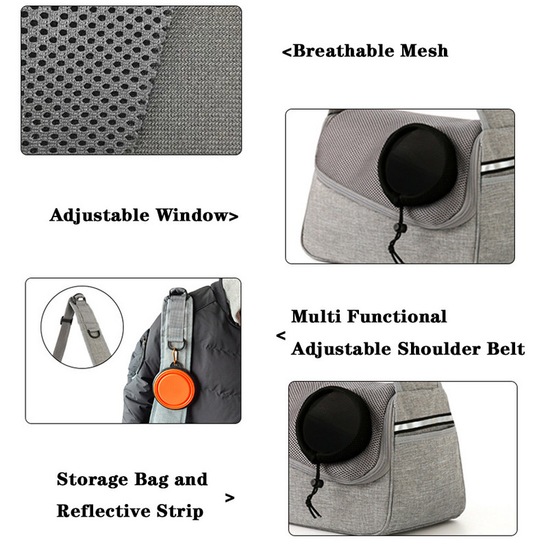 Torba za preko ramena za kućne ljubimce Pas Mačka Torba za nošenje na jedno rame Mrežasta prozračna torba za putovanja na otvorenom Prijenosna torba za mačke Torba za štene Mačiće